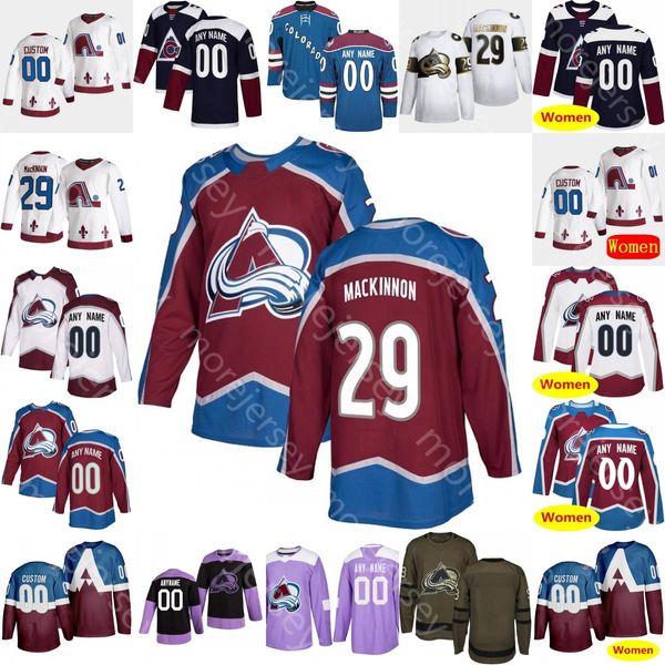 

custom 2021 colorado avalanche ice hockey jersey erik johnson tyson jost martin kaut miska nichushkin pateryn sherwood timmins foote werner, Black;red