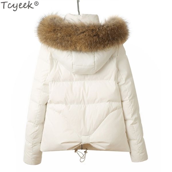 

tcyeek high qaulity natural racoon fur duck down jacket women winter short coats plus size 2xl abrigos mujer outwear lx1268 y201026, Black