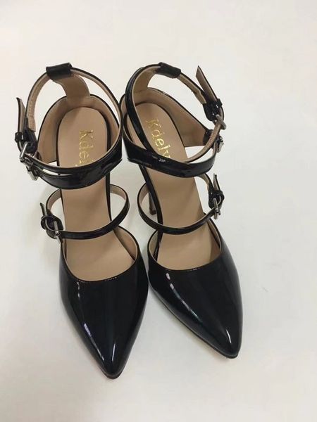 

plus size 35 to 44 45 black sandals women pointed toe pumps bridal wedding shoes designer high heel