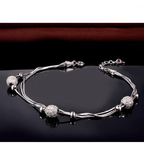 

fashionable personalized jewelry s925 sterling silver set with zircon to meet the round bead to bead multi-layer bracelet1, Golden;silver