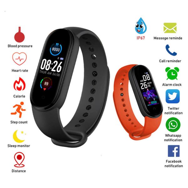 

m5 waterproof watch, intelligent sports wristband, heart rate and blood prsure c