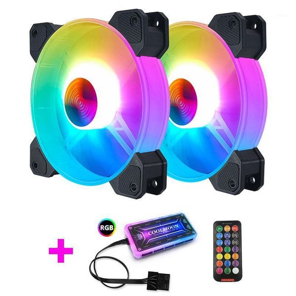 

coolmoon f-yh computer case pc cooling fan rgb adjust 120mm quiet + ir remote new computer cooler rgb cpu case fan two in one1