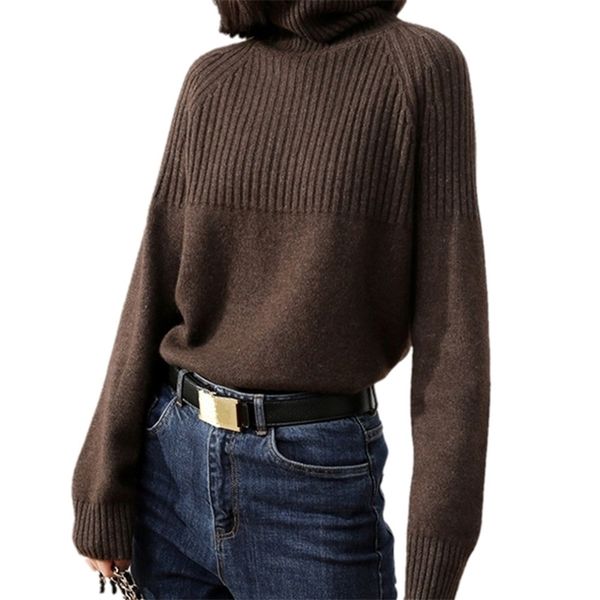 

tailor sheep cashmere women long-sleeved thickening pullover loose oversize turtleneck sweater female warm wool y200910, White;black