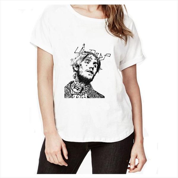 

lil peep print t shirt women summer t shirt womens funny o neck young lady casual t shirts plus size wt2750, White