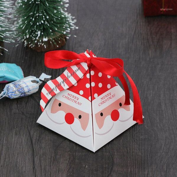 

christmas candy boxes triangle candy sweets gift boxes ribbon for guests1