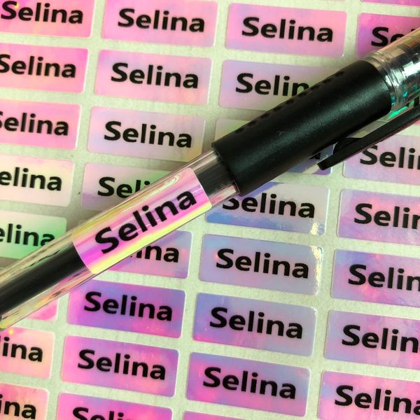 

90 personalized name unicorn iridescent rainbow pen mini stickers child school favors gifts cups labels wedding tube wrapper 1019