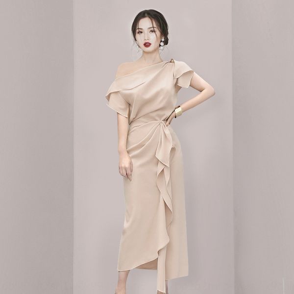 

women's low-shoulder small suit can wear small men at evening dressformal dress evening dress ordinary times 2020 new elegant two-piece, Gray
