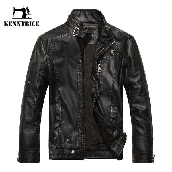 

kenntrice autumn winter brand leather jackets men jaqueta couro masculino bomber leather jacket sheepskin coat motorcycle jacket, Black