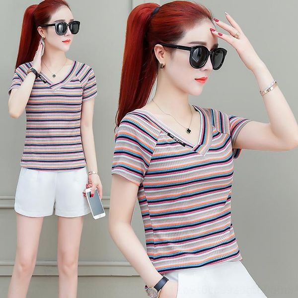 

e49ge полосатый шифон женщин с короткими рукавами женской одежды ins моды 2020 юбки короткие юбки лета новый верхний живот покрытие для поху, White