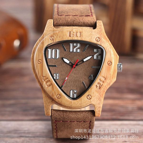 

new creative wood faraday red mini second men's quartz wood watch, Slivery;brown