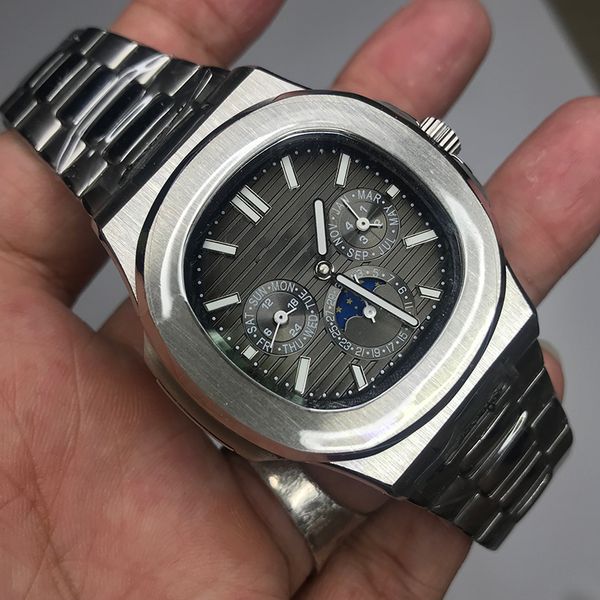 

luxury pp automatic machinery 39mm luxury watch men sweeping movement watch all small dials work no battery watches, Slivery;brown