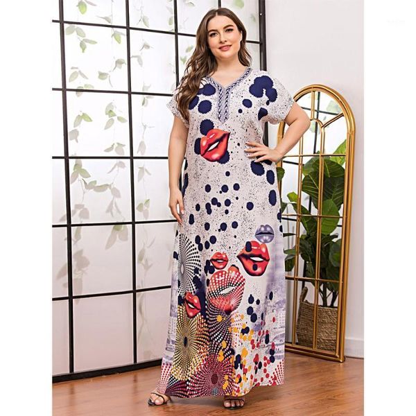 

plus size summer printed casual loose dress women short sleeve ramadan arabic gown muslim abaya african dashiki vkdr23731, Red