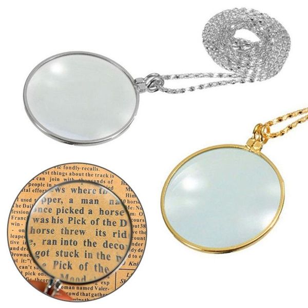 

gold silver plated decorative monocle necklace with 5x magnifier magnifying glass pendant chain necklace for women jewelry
