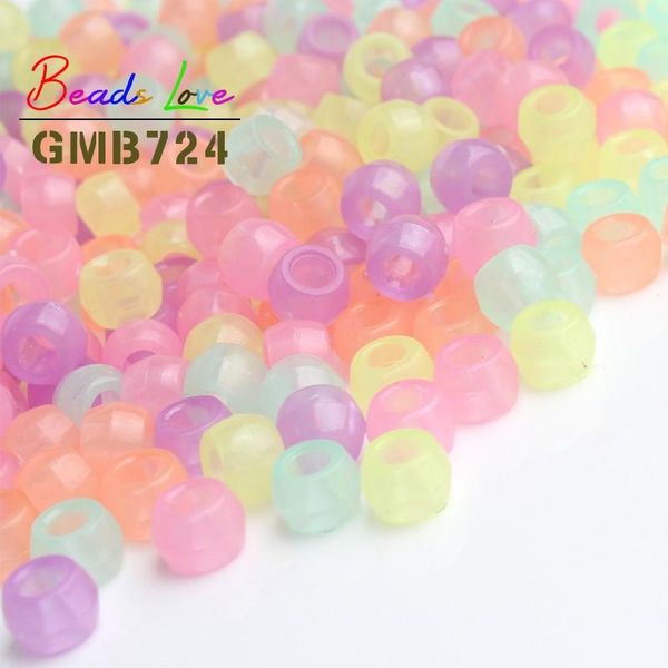 

100шт светящиеся акриловые бусины 6 * 9 мм big hole glow in the dark beads spacer для изготовления ювелирных изделий diy браслет ожерелье ак