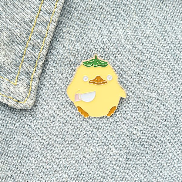 

funny cute animals enamel pins yellow creative dack brooches for kids gift, Gray