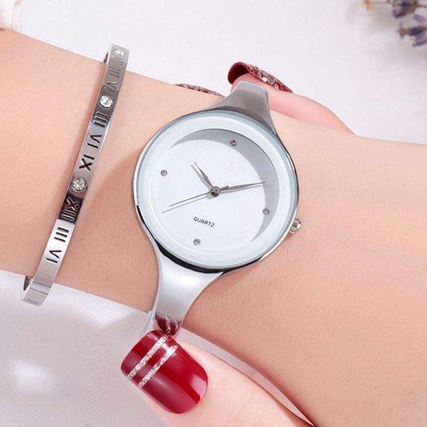 

small new style bracelet watch fashion lady watch girl student quartz watch, Slivery;brown