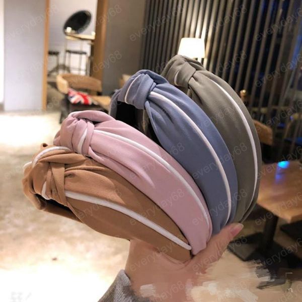 

south korea's new white border cross-knotted headband, high-end contrast color wide-brim hairpin, wash hairband, Silver