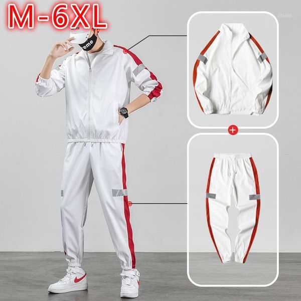 

men's tracksuits 6xl sports suit men clothes two piece set plus size black grey white tracksuit pants men's sets streetwear males, Gray
