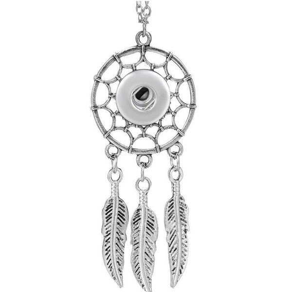 

bohemian ethnic style necklaces feather tassels snap button necklace fit 12mm snap buttons snap jewelry dream bbycnu, Silver