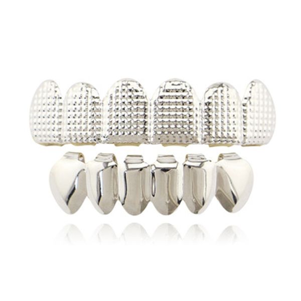 Leltice de manga de dente de ouro superior hip hop listra dentes grillz electroplate dentes grades conjunto festivo festa suprimentos 11 7clh1