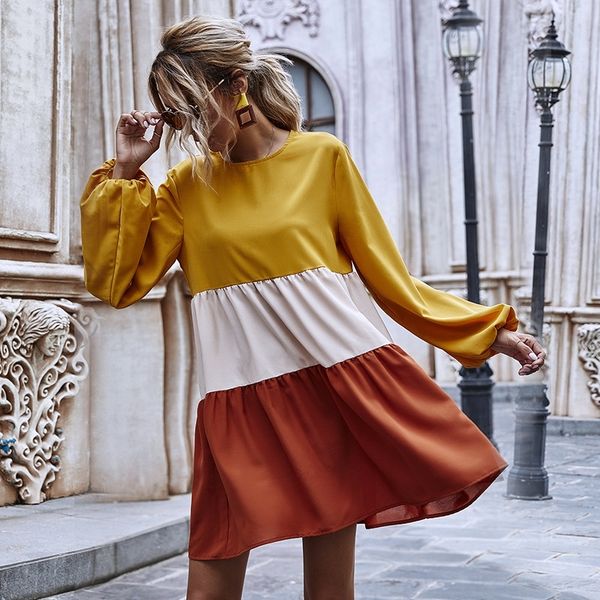 

plkmp 2020 новое платье цвета пузырь рукав aline средней длины осень dressaline и платье для сращивания зимы dresswomen a5aar, Black;gray