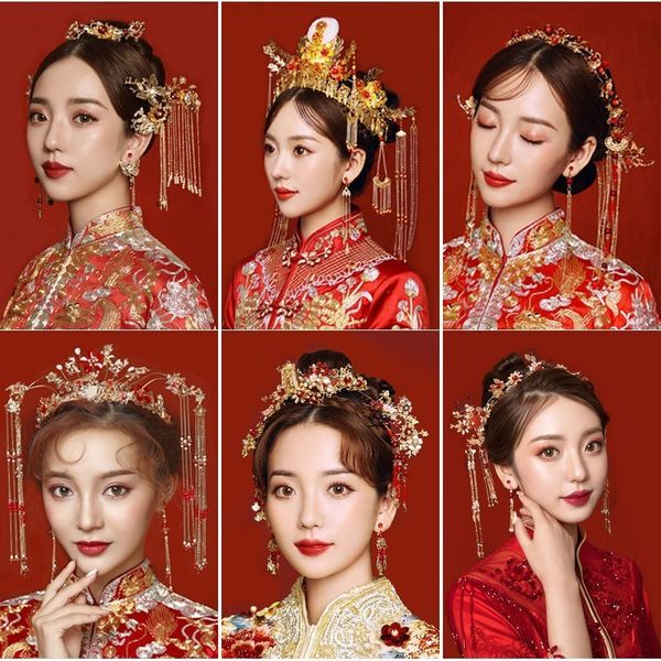 

hefu phoenix bridal headdress 2020 new style show hanfu crown xiuhe and simple atmosphere, Silver