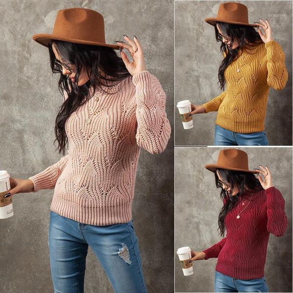 

2020 autumn and winter new solid color hollow knit sweater round neck pullover long sleeve bottoming sweater1, White;black
