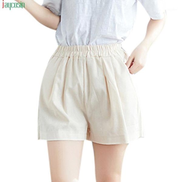 

jaycosin vintage short women 2019 casual cotton linen pants women elastic waist summer slim lady trousers short pants sexy1, White;black