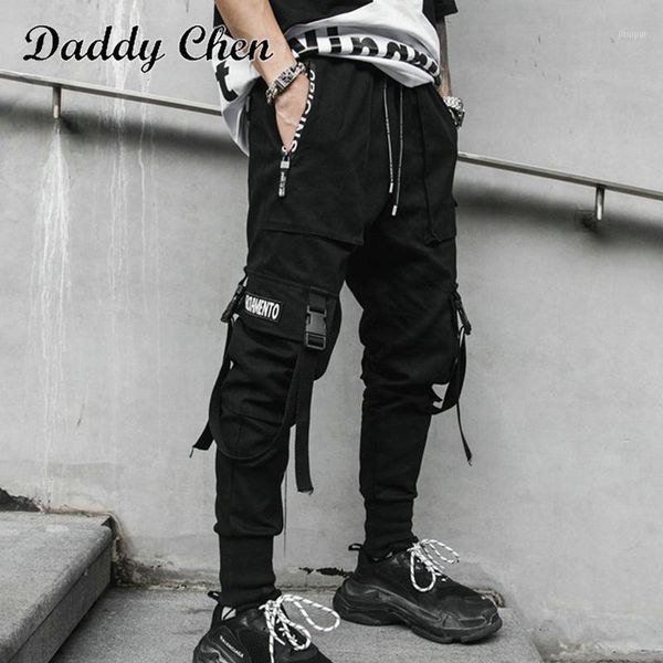 

2020 new spring hip hop joggers men black harem pants multi-pocket ribbons man sweatpants streetwear casual mens pants1