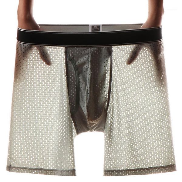 

ice silk fitness long underwear comfortable men underpants mesh stretch boxers shorts male panties1, Black;white