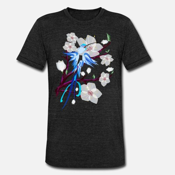 

blue hummingbird and cherry blossoms designers graphic t shirt leisure anime o-neck tracksuit hoodie sweatshirt