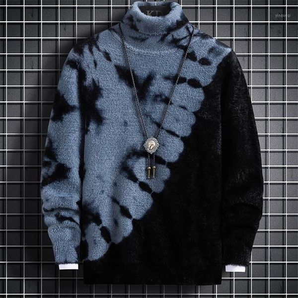 

fjun men's turtleneck sweater 2021 new arrival fall winter knitwear thick pullover men fashion high neck soft warm pull homme1, White;black