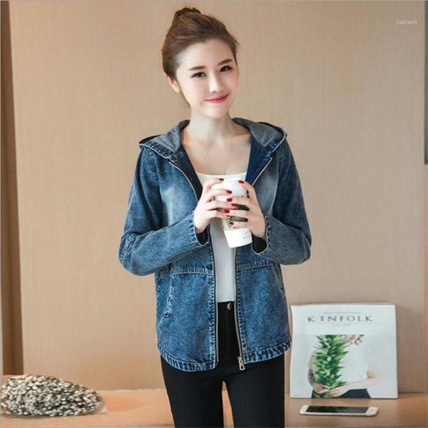 

2020 autumn new large size cowboy coat women slim hooded denim jacket fashion women clothing casual hooded coat jacket1, Black;brown