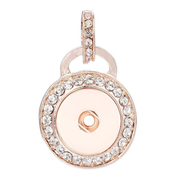

fashion snap pendant jewelry silver color rose gold rhinestone snap button pendant necklace 18mm snap necklace f bbygnr