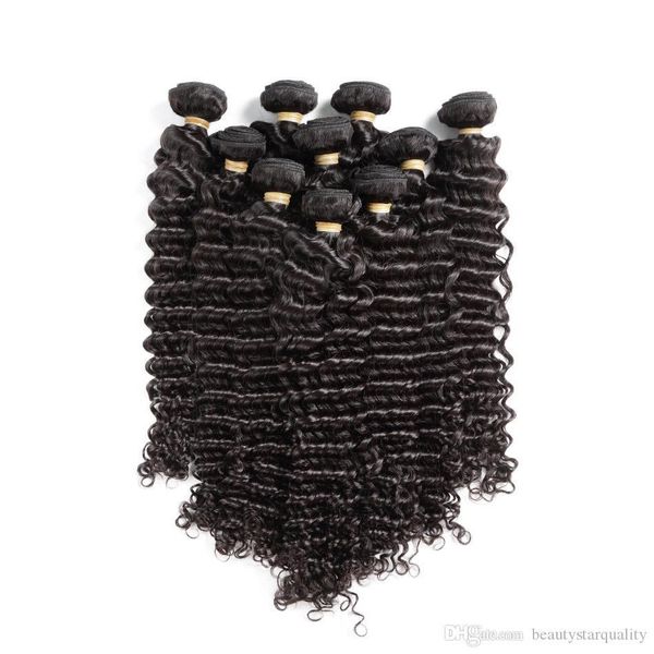 

beauty star quality virgin raw human hair 9a peruvian brazilian weave deep curly deep wave extensions, Black