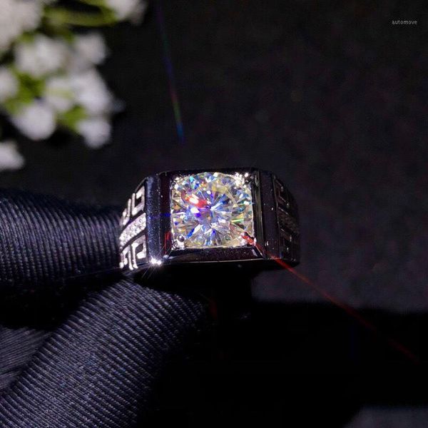 

boeycjr 925 silver 1ct/2ct/3ct f color moissanite vvs engagement wedding diamond ring for men with national certificate1, Golden;silver