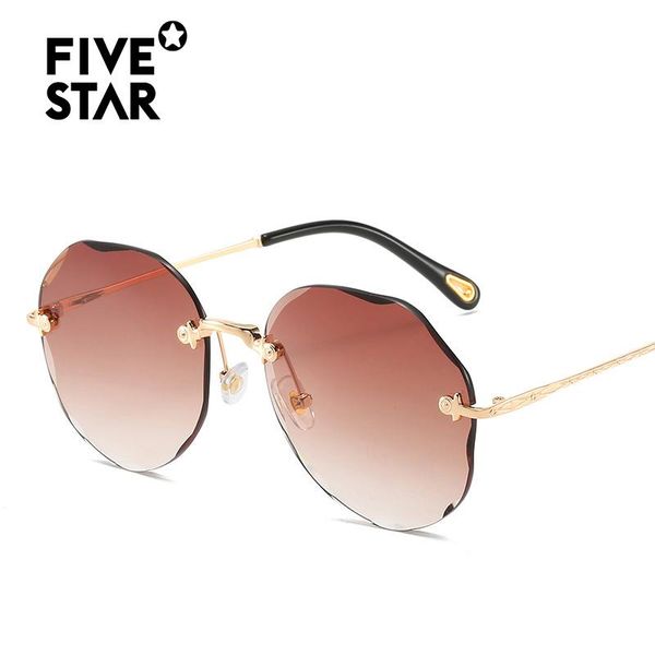 

sunglasses 2021 women rimless uv400 brand designer vintage round gradient sun glasses female oculos, White;black