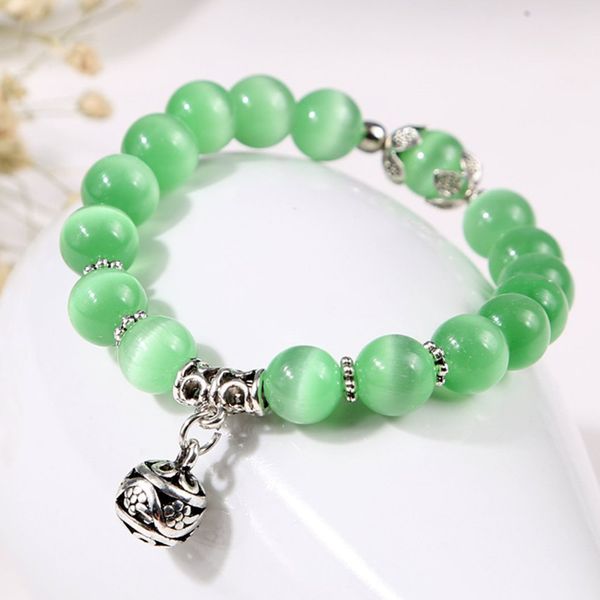 

wholesale 10 pcs silver plated metal ball connect many colors cat eye stone beads bracelet trendy jewelry, Black