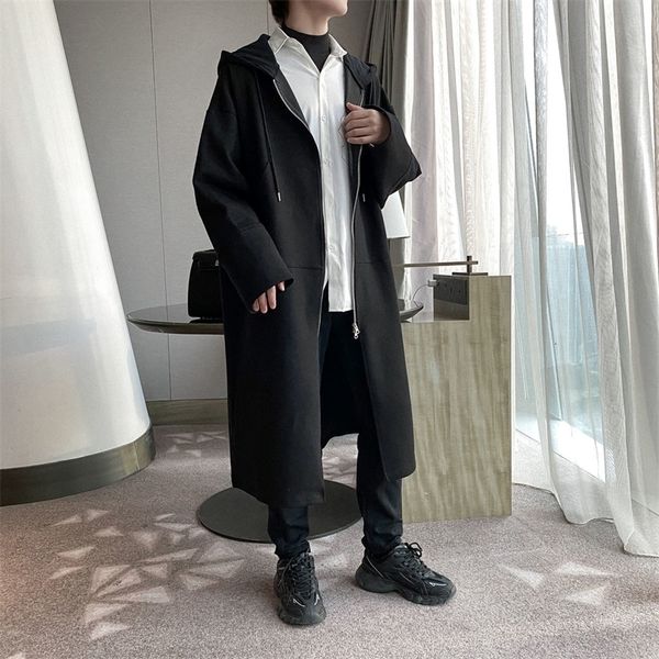 

2021 men's korean streetwear long windbreaker winter new woman casual oversize warm thicken jackets fashion clothing dgwh, Black;brown
