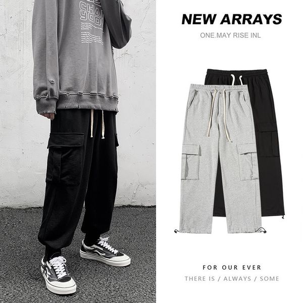 

2021 autumn yant clothes new japanese-style popular origional male brand casual loose versatile sweatpants ceaj, Black