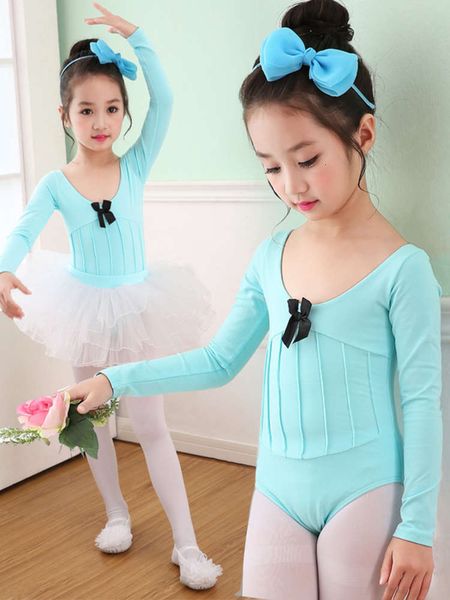 

dance autumn long sve girl's one-piece training baby grading performance drs children's ballet skirt ls, Blue