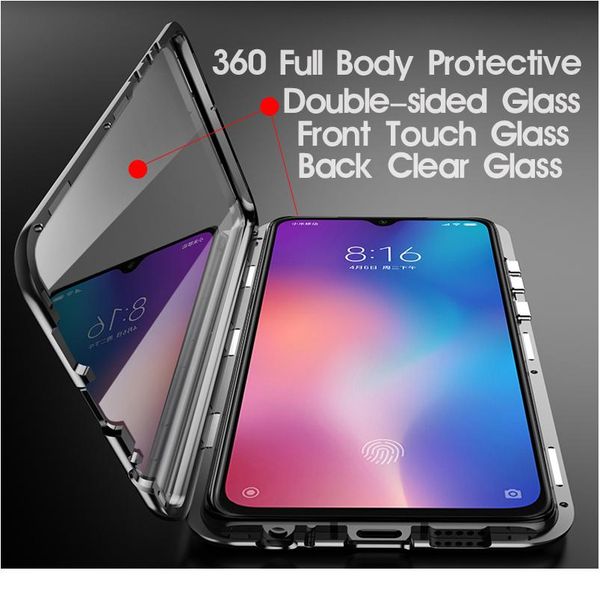 

double sided magnetic metal case for xiaomi redmi note 9 9s 8 8t 7 9a 9c k20 10 ultra 9t wmtifm