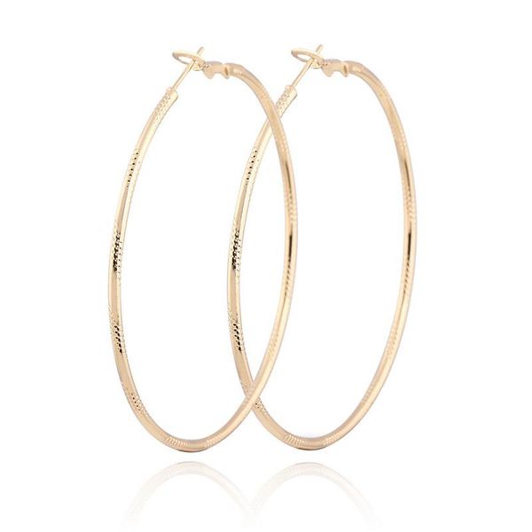 

new fashion 1 pair thin big textured hoop earrings gold color 6.7cm x6.5cm shining jewelry for women party, Golden;silver