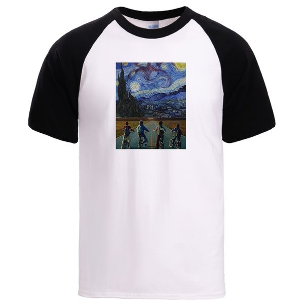 

van gogh's stranger things tv show mens causal loose fit swear raglan sell male workout tee hooded sweatshirt hoodie men t shirt