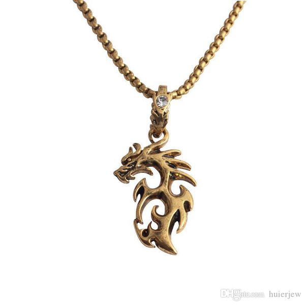 

hip hop jewelry fashion fine chain cool dragon pendant necklaces beautifully jewelry accessories men necklace, Silver