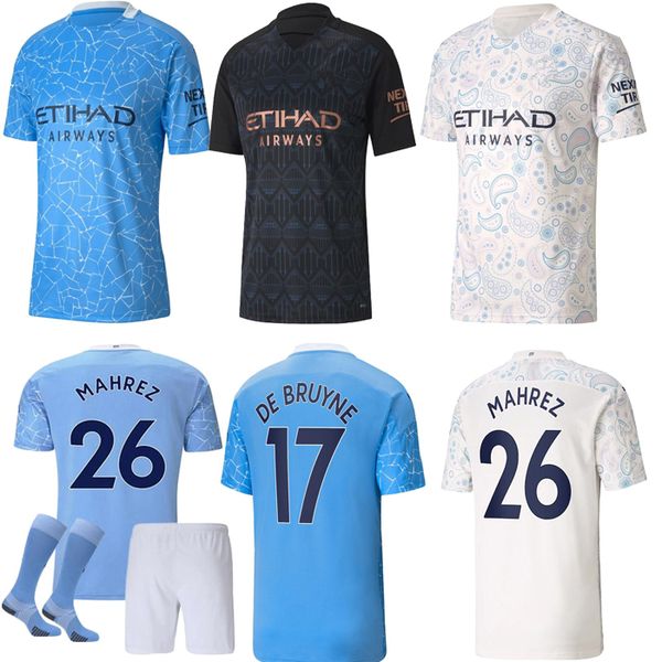 

высокое качество 2020 2021 kun aguero camisetas futbol city 20 21 g. иисус стерлинг ферран де бруйн домашний униформа мужчины + детский комп, Black;yellow
