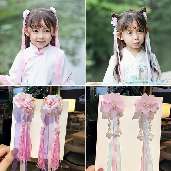 

детский hanfu древнего костюм античной бахрома китайской шпильки головной убор маленькой девочки