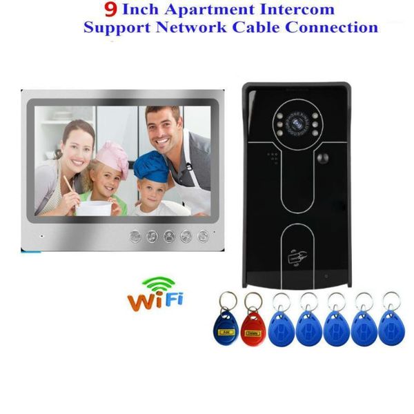 

video door phones ip wifi intercom doorbell system smart doorphone wireless 9" hd wired phone camera rfid1