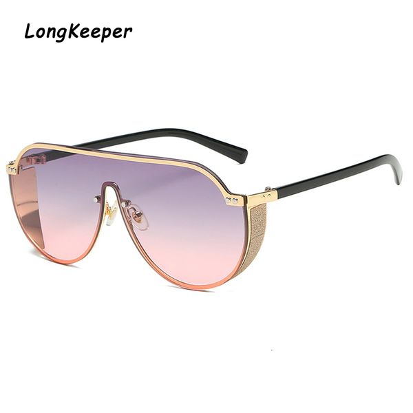 

steampunk sunglasses men gradient oversized one-piece sunglasses women sun glasses metal glasses frame lady shades goggle, White;black