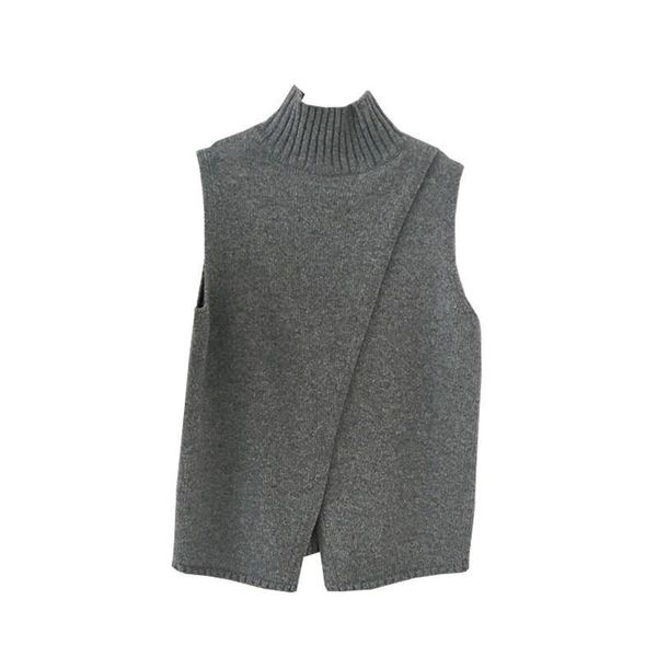 

korean fashion sleeveless sweater vest sweaters fashion 2021 women turtleneck sweater jumper knitted pullover sweater pz1415, White;black